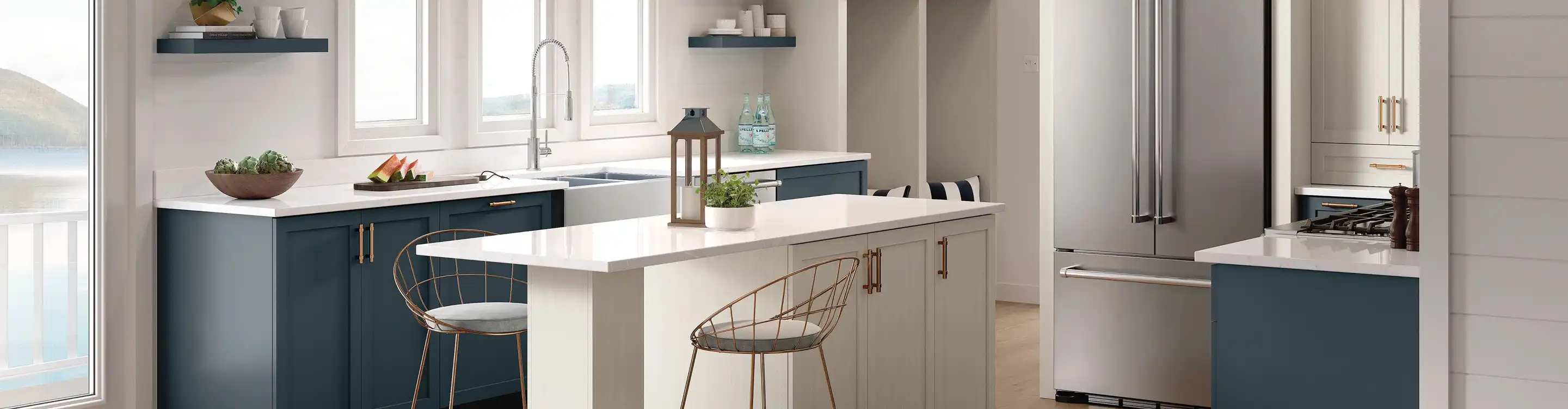 quartz white countertops in Nashville white kitchen
